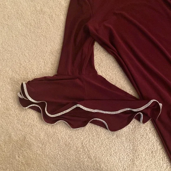 Badgley Mischka studio size small dress maroon with silver stones - Picture 12 of 15